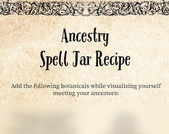 Ancestry Spell Jar Recipe | DIY Spell Jar | Ancestor Channel Magic | Book of Shadows Grimoire | Digital Spell | Png PDF Jpg Download Pages