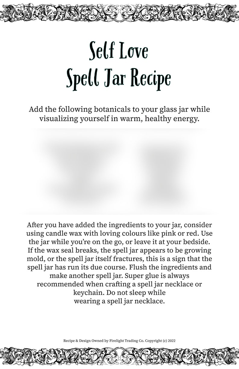 Receta de tarro de hechizos de amor propio / Tarro de hechizos de bricolaje / Magia de amor propio / Grimorio del libro de las sombras / Hechizo digital / Png PDF Jpg Descargar para brujas imagen 2
