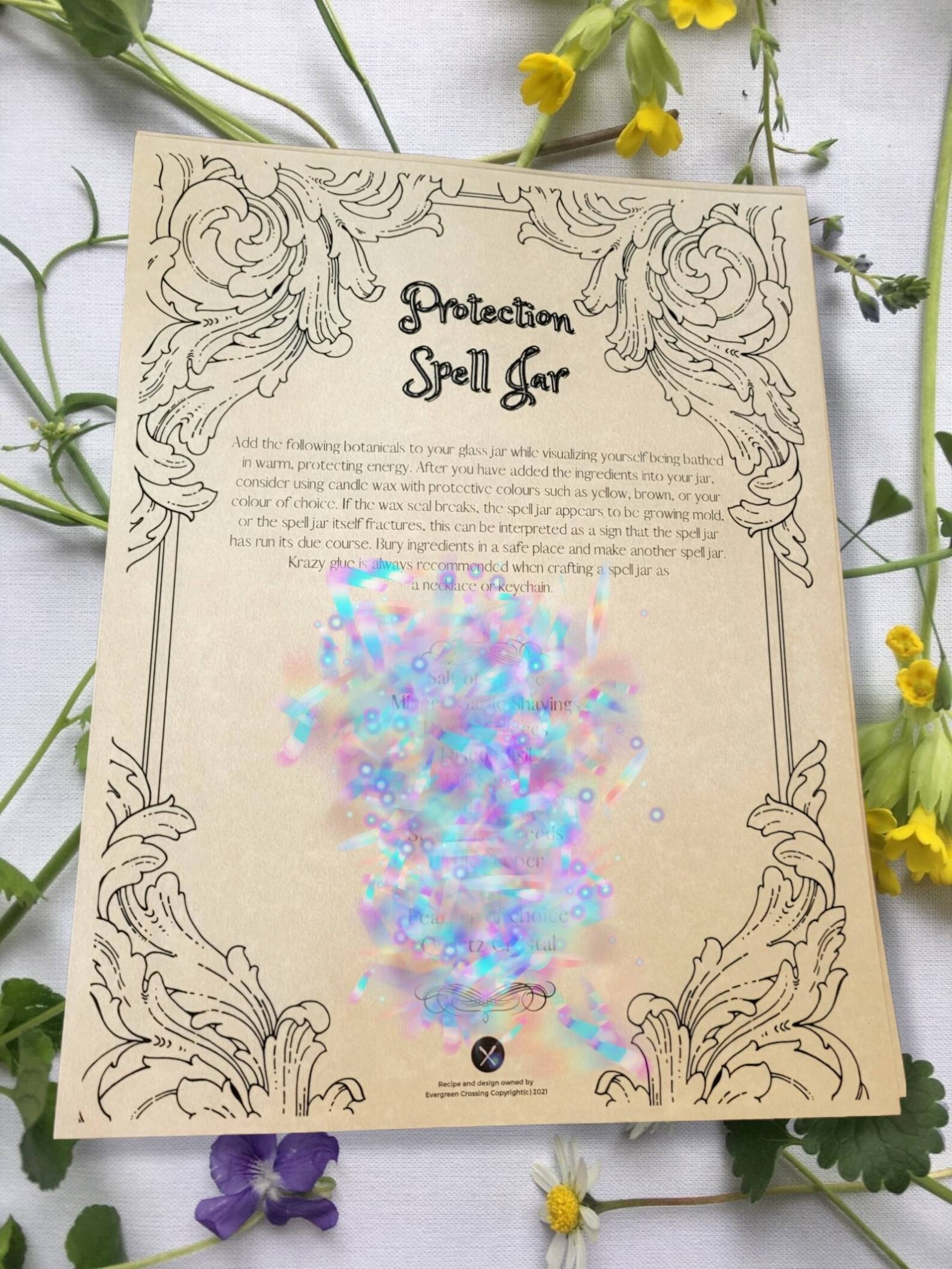 Spell Jar Recipe Prints 8.5 x 11 Parchment Paper | Etsy