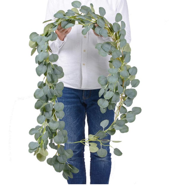 2 Meters Artificial Eucalyptus Garland Faux Silk Leaf Vine Greenery Decoration 2 Meters Artificial Eucalyptus Garland Faux Silk Leaf Vine Greenery Decoration
