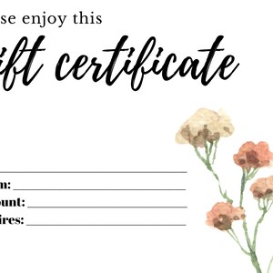 Certificado de regalo - Descarga digital - Imprimible