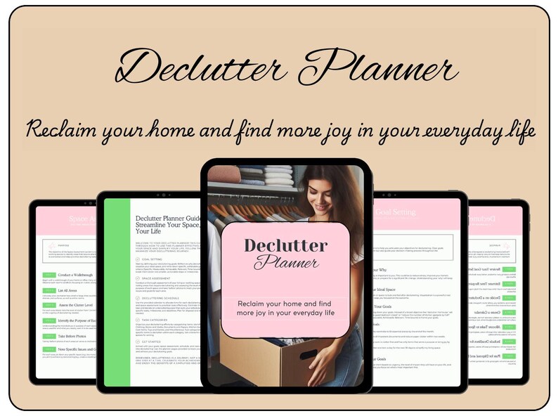 Declutter Planner, Instant Download, Customizable and Printable Planner ...