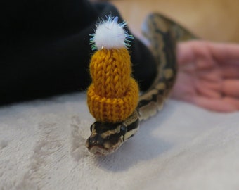 Snuggly Snake // Knitted Pet Beanie Hat Mini Winter Pom Small Animal Gift Accessories Glitter Guinea Pig Gecko Rabbits Frog Hedgehog Beardie