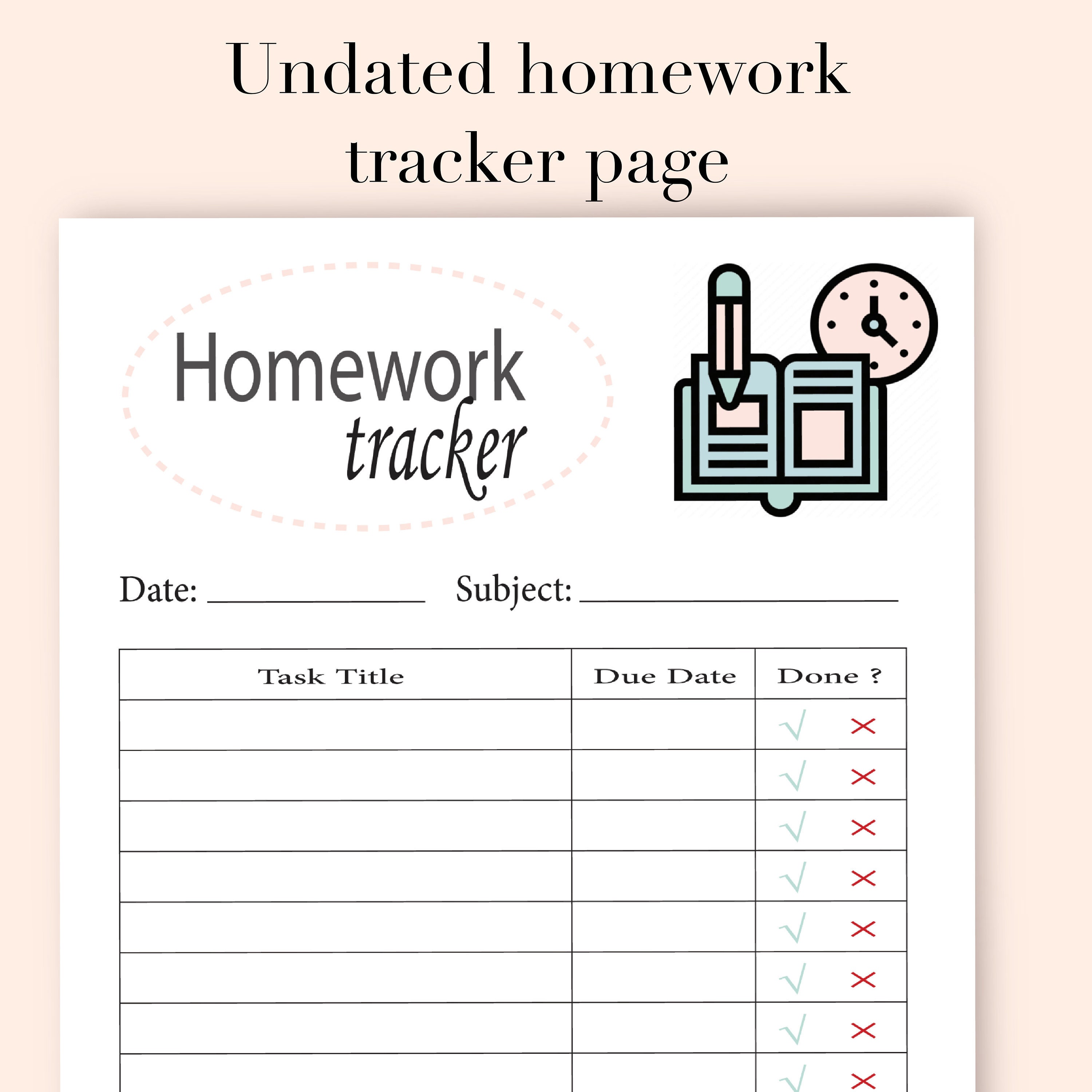 free printable homework tracker