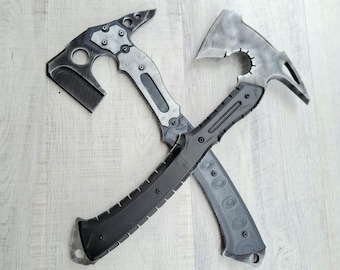 Leon Kennedy Axes RE9 Painted and Finished replica,Unnoficial Leon Hatchet axe,Cosplay or display made from Pla Plastic with metal screws.