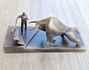 Dune-BULL MATADOR Statue bull fighter bronze finish statue inspired from Dune Finished and Painted in Bronze Decor for your collection