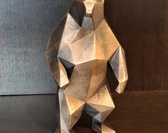 Bear Geometric Statue Bronze Painted hand finished,decorative sculpture Home Decor Bear minimalist statue.