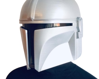 Mandalorian boba fett-helm geïnspireerd op star wars mandalorian, cosplay mando-helm afgewerkt en geverfd met vizier (3D-geprint) zilver