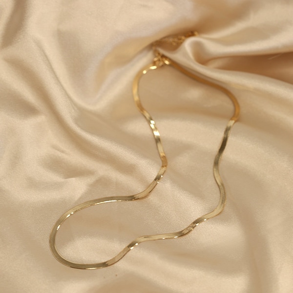 Made to Order - Solid 18K Gold Herringbone Chain Necklace