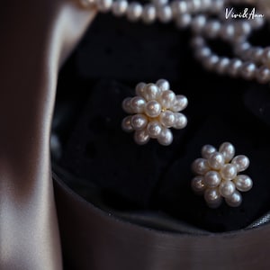 Designer Popcorn Cluster Freshwater Pearl Earrings Sterling Silver Post image 1