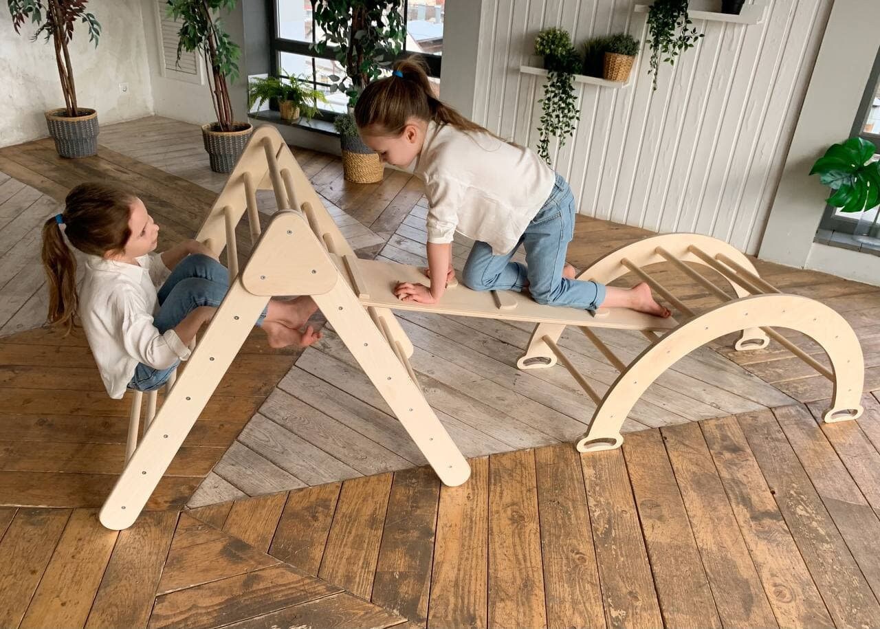 Natural Wooden Arch Climber with Foldable Climbing Triangle Etsy