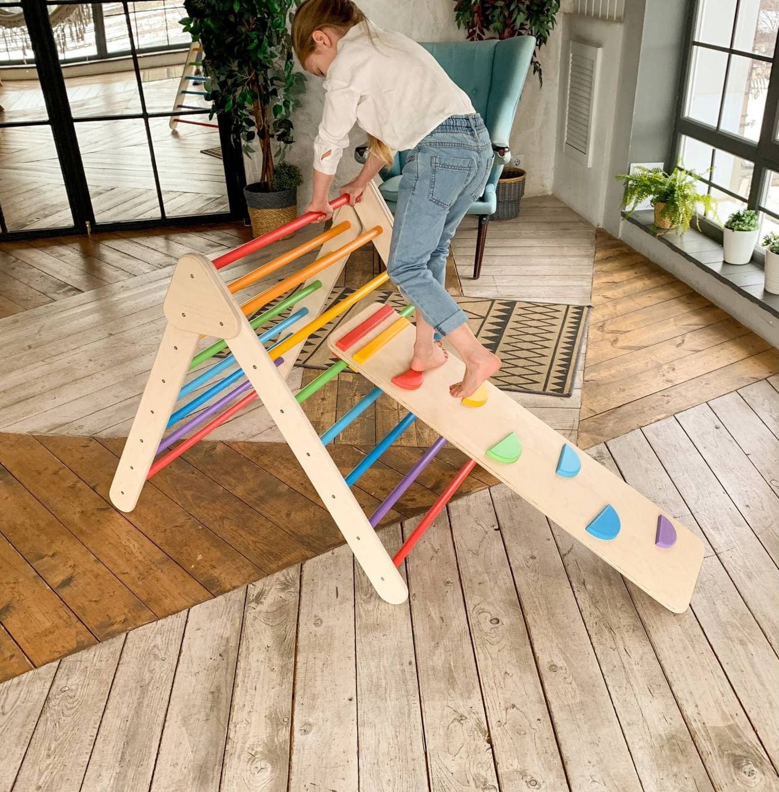 Rainbow Climbing Frame Toddler Indoor Foldable Climbing Etsy