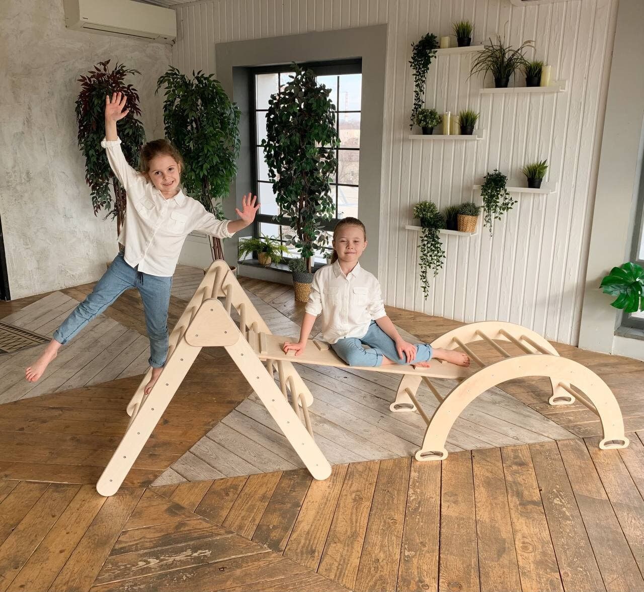 Natural Wooden Arch Climber with Foldable Climbing Triangle Etsy