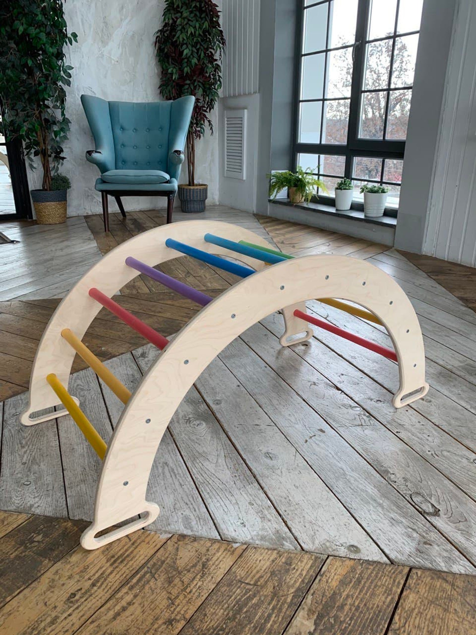 Rainbow Kids Climbing Arch for Toddler with Rock Climbing Etsy