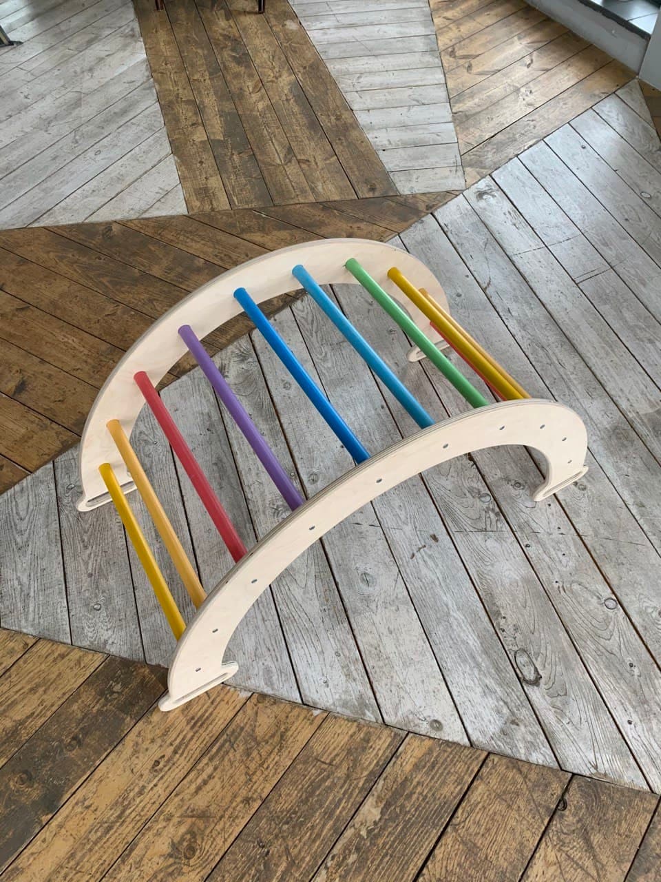 Rainbow Wooden Toddler Arch and Swing Handmade Climbing Arch Etsy
