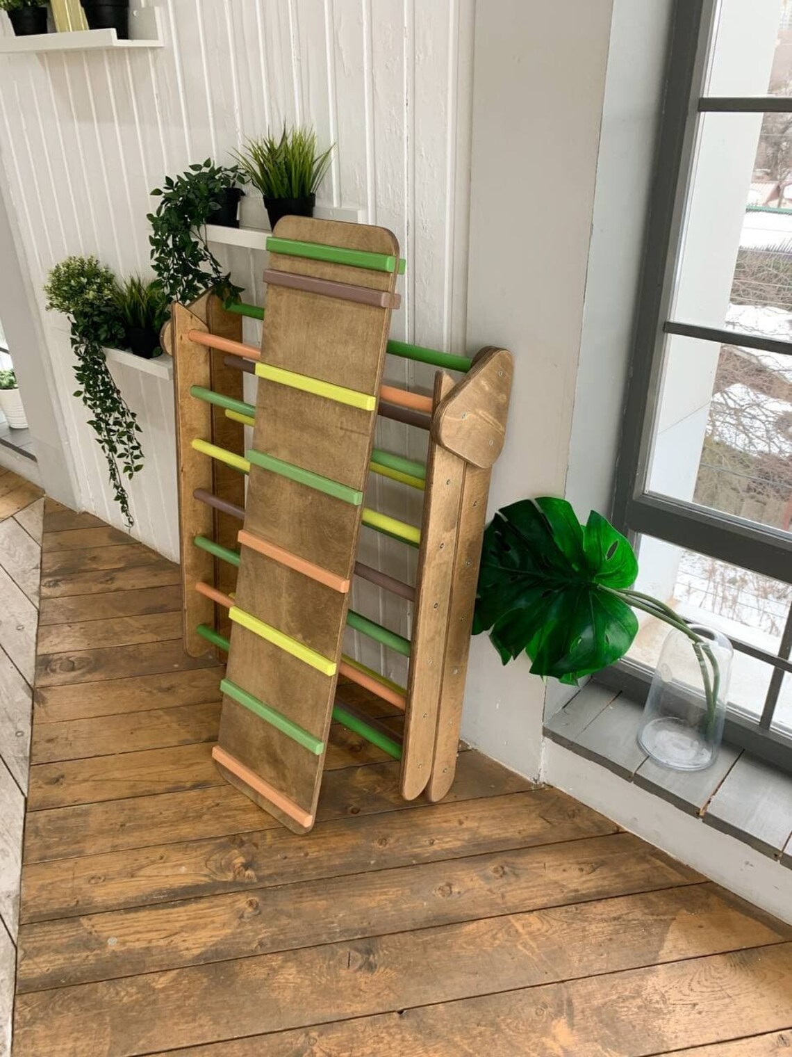 Indoor Wooden Climbing Frame Toddler with Indoor Swing Etsy