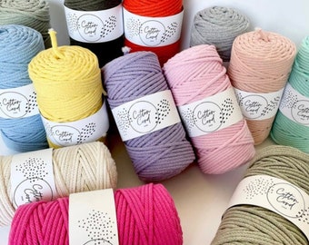 BRAIDED COTTON CORD | 4mm | 100 m | 108 yards | macrame cord | cotton cord | knit | crochet | polyester inner cord