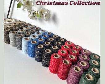 Christmas Collection 50 metres  Cotton cord, OEKO-TEX, twisted Macrame cord, 2 mm Twisted 100% cotton macrame rope , macrame tarn,