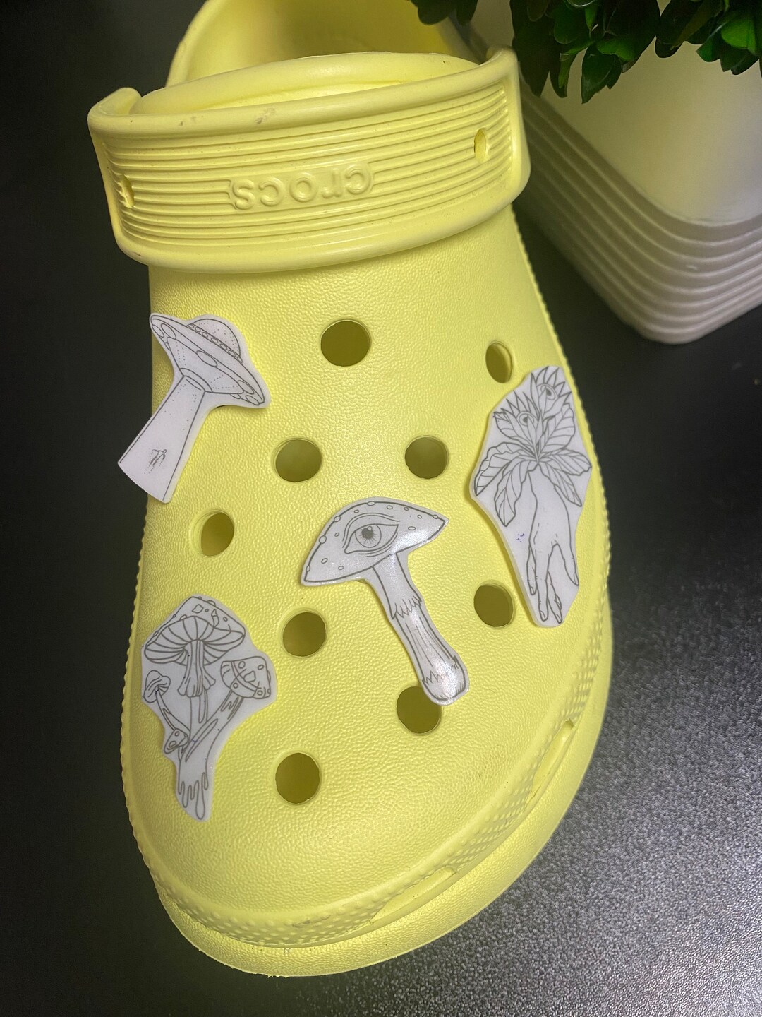 Jibbitz Traditional Tattoo Art Set of 4. Hand Mushroom Evil Etsy