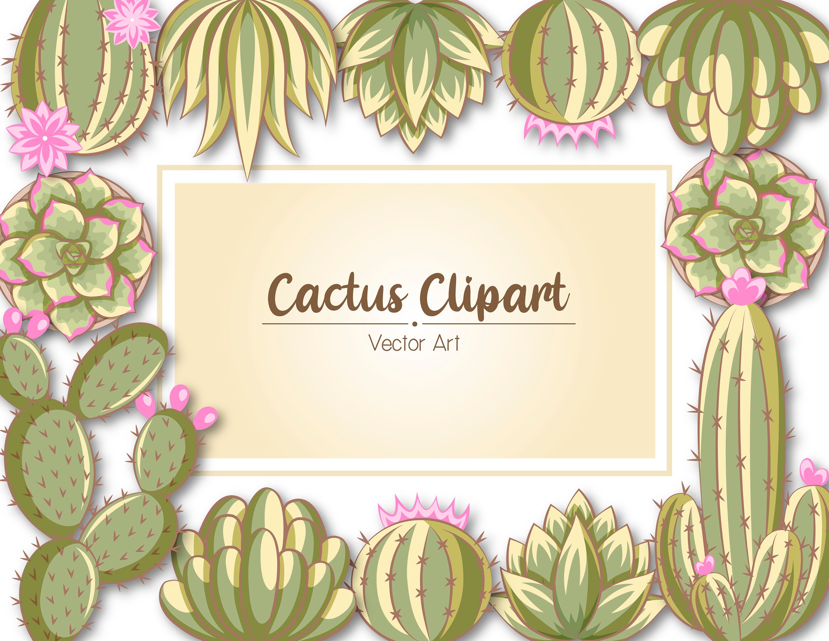 Cactus and Xerophytic Plants, Clip Art, Set Collection, Vector Art