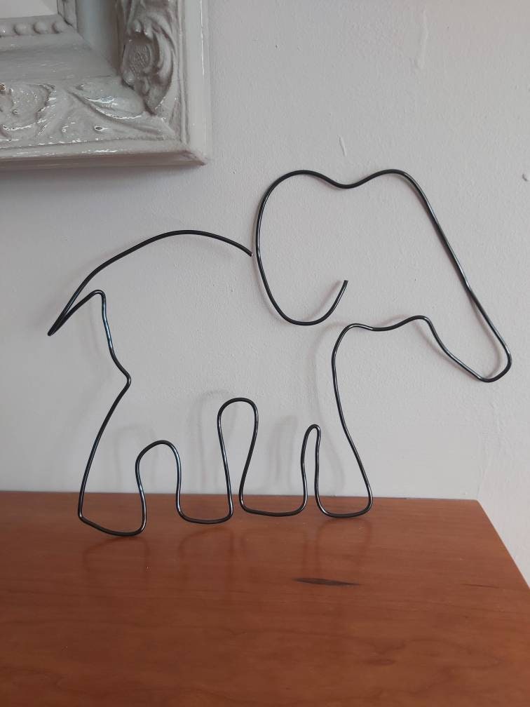 Sculpture Art Objects LTWA007 Elephant Wire Wall Art
