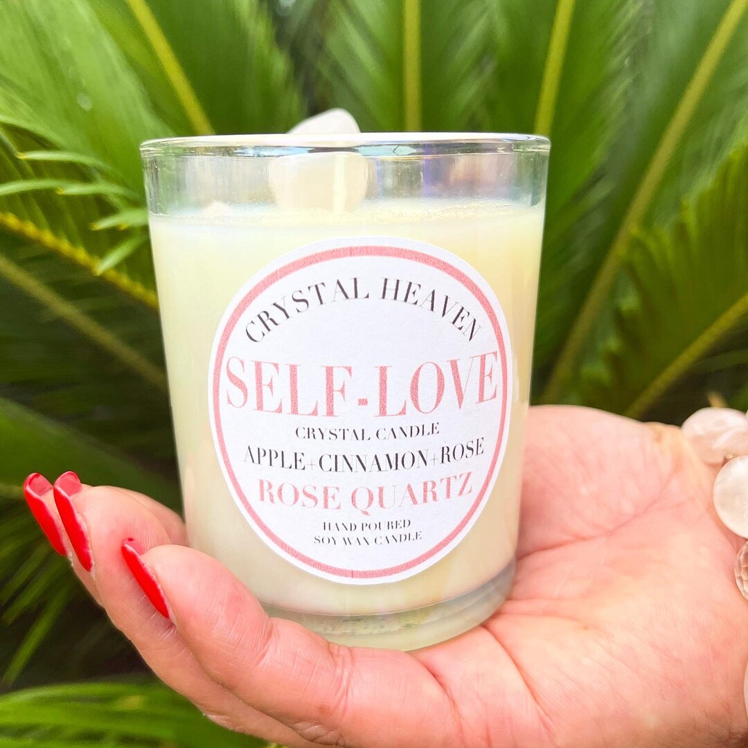 キャンドル SELF LOVE CRYSTAL CANDLE  RoseQuartz Self-love Rose Quartz Crystal Candle - Etsy