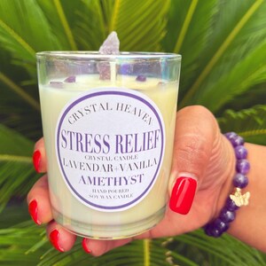 Stress Relief Amethyst Crystal Candle