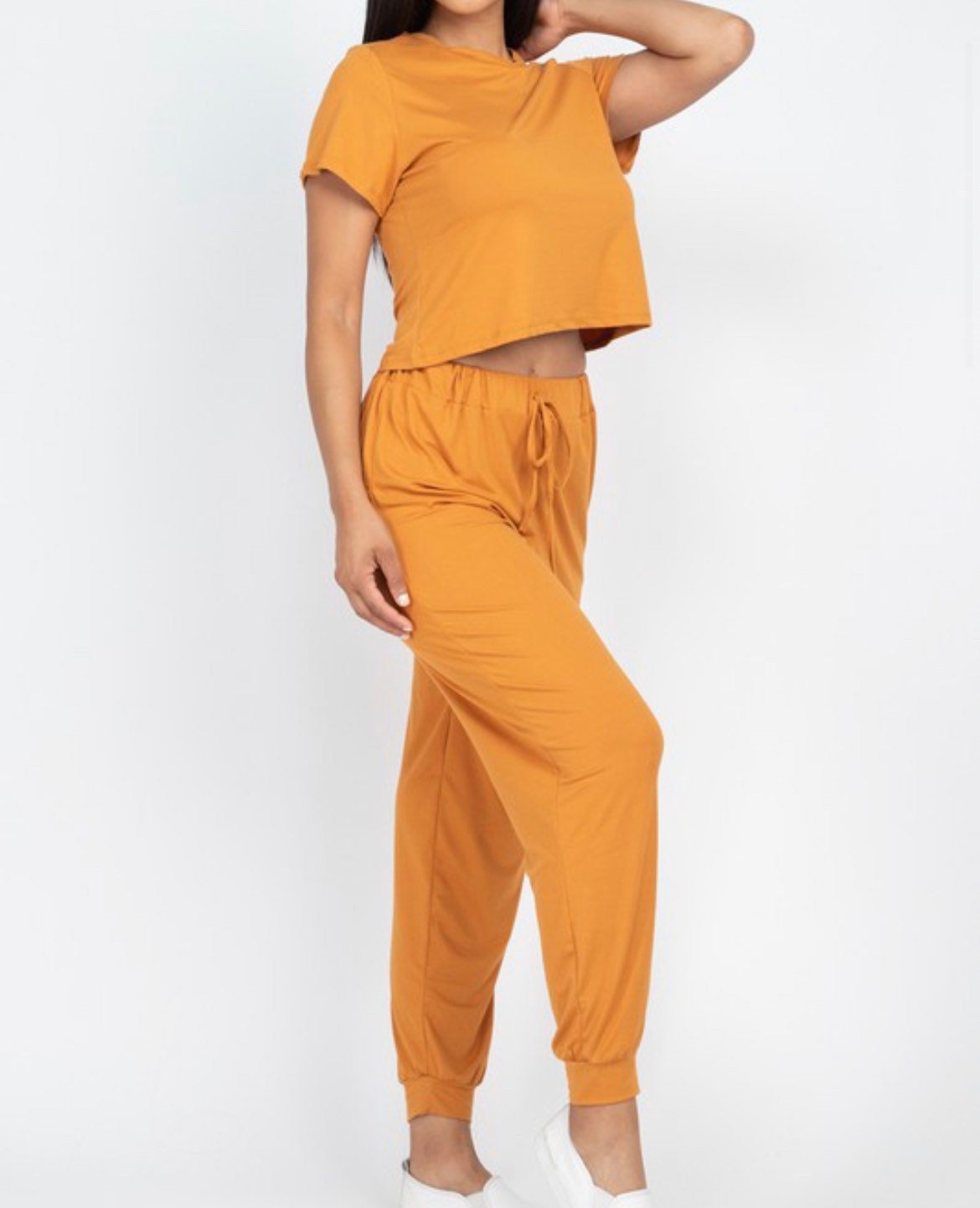jogging pants and crop top