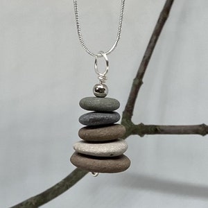 Cairn Necklace, Stacked Rock Necklace, Necklace Gift, Stone Pendant, Cairn Stack, Minimalist, Pebble Necklace, Patience and Balance 024