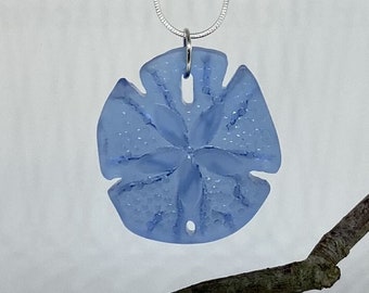 Beach Glass Sand Dollar Pendant, Beach Glass Necklace, Cruise Jewelry, Beach Jewelry, Sea Glass Necklace, Necklace Gift, Glass Pendant 100
