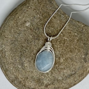 Faceted Genuine Aquamarine Pendant; Silver Jewelry; Necklace Gift; March Birthstone; Statement Pendant; Stone of Trust and Letting Go