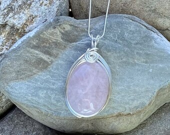 Pink Rose Quartz Pendant Necklace, Silver Jewelry, Necklace Gift, Stone of Gentleness, Love and Fertility, Chakra Jewelry, Gifts Under 25