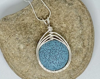 Blue Lava Stone Aromatherapy Necklace: Essential Oil Diffuser Jewelry