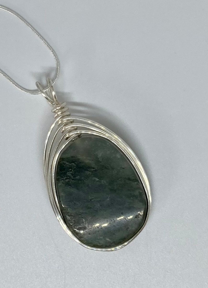 Natural Gray Jasper Pendant Necklace Gift Free Necklace Included Stone of Serenity and Unity 020 image 3