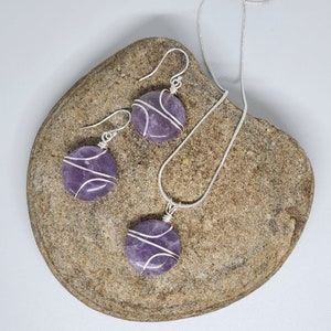 Natural Amethyst Jewelry Set; Purple Stone Jewelry; Chakra Jewelry; Jewelry Gift; Healing and Cleansing Stone; Silver Jewelry Set