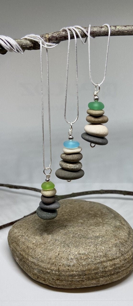 Rock Stack Necklace, Cairn Necklace, Stacked Rock Necklace, Beach