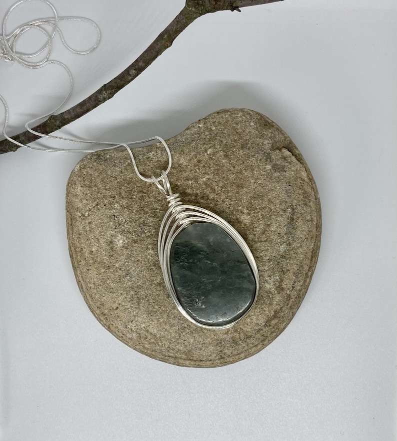 Natural Gray Jasper Pendant Necklace Gift Free Necklace Included Stone of Serenity and Unity 020 image 1