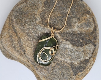 Genuine Connemara Marble Pendant, Irish Green Stone Necklace