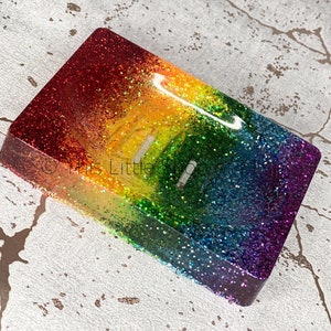Sparkling glitter rainbow soap dish - bathroom decor - lockdown - pride - bath accessories- perfect gift oval or rectangle