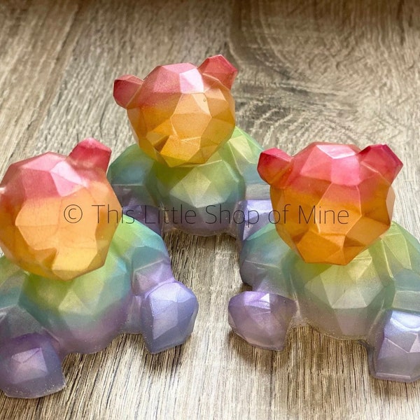 Tedi the Bear - Adorable geometric ombre rainbow sitting bear - new baby gift - ornament - nursery decoration - in memory