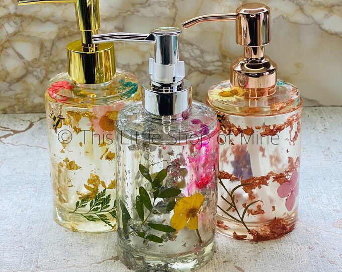 Beautiful Bathroom Accessories - Real Flowers, Gold Leaf, Enamel Bee or ...