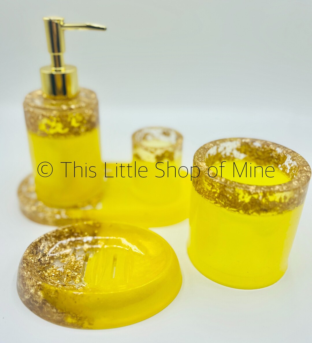 Bright Yellow and Gold Bathroom Accessories Soap Dish Etsy