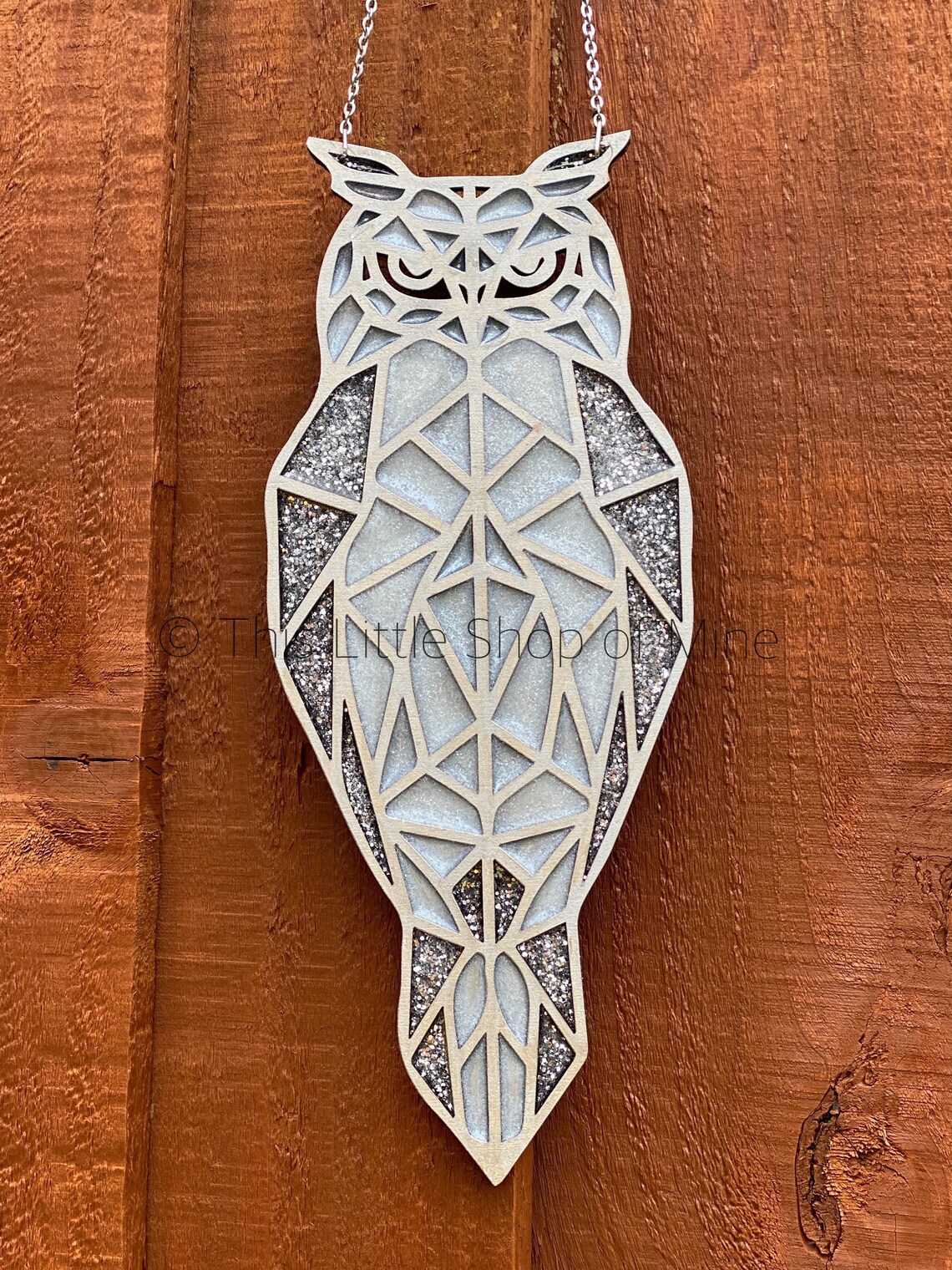 Resin Laser Cut Wood Stained Glass Effect Geometric Grey White Etsy UK