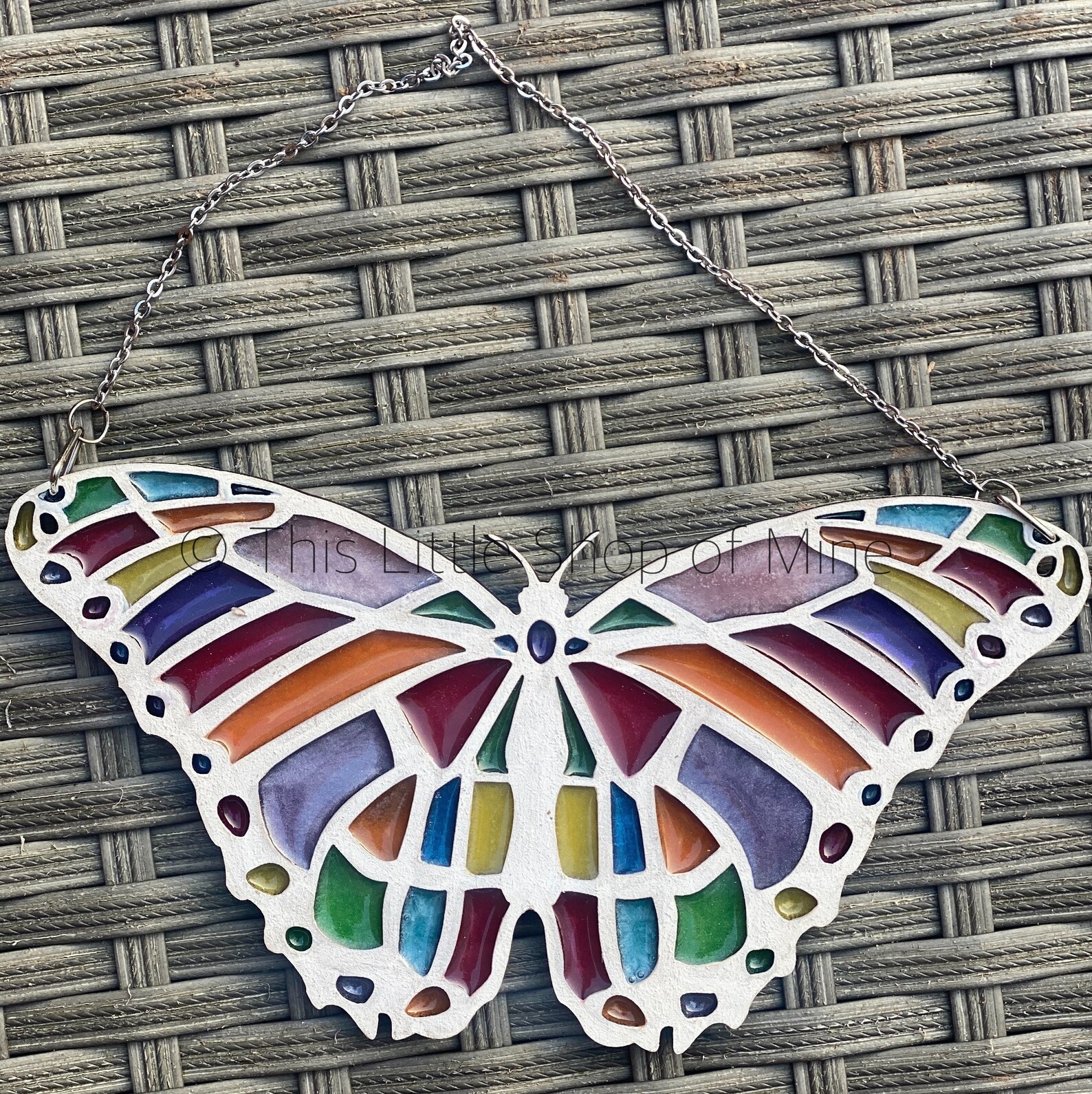 Resin and laser cut wood stained glass effect geometric Etsy