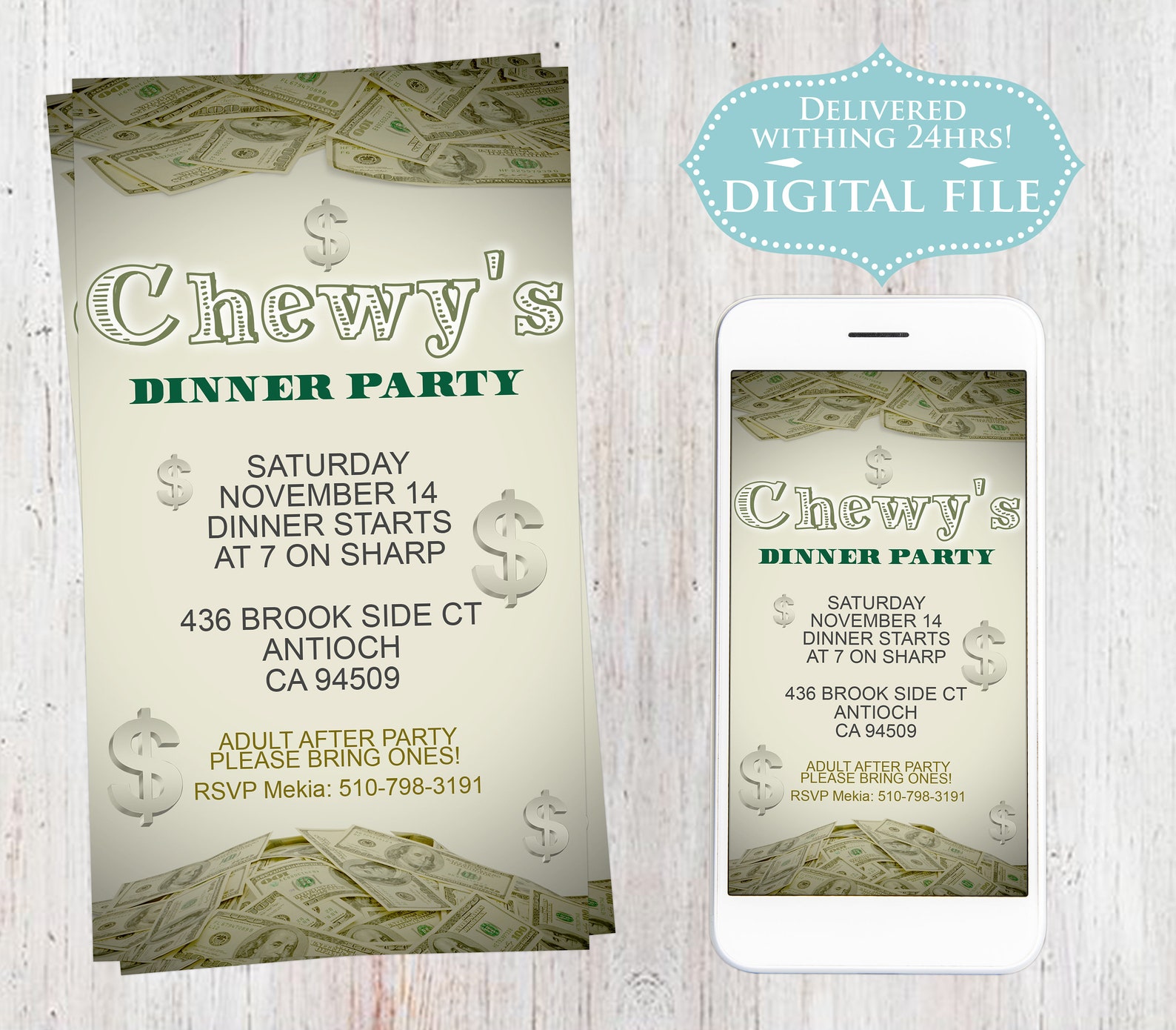 Birthday Money Money on the floor Invitation Money Invite Etsy