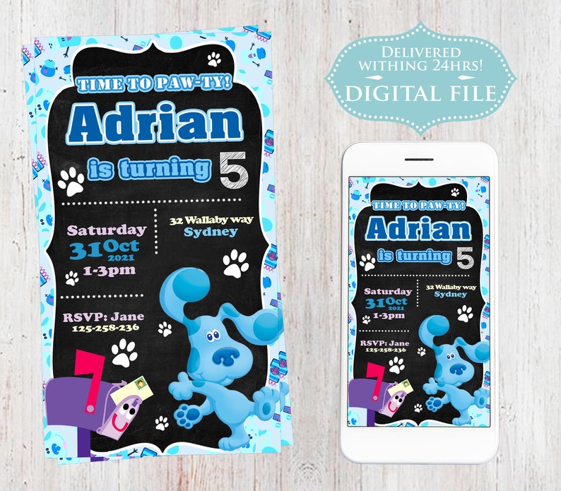 Blue's Clues Birthday Invitation Digital Download Blues Etsy