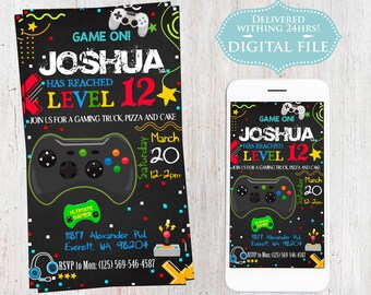 Video Game Party Invitations Etsy
