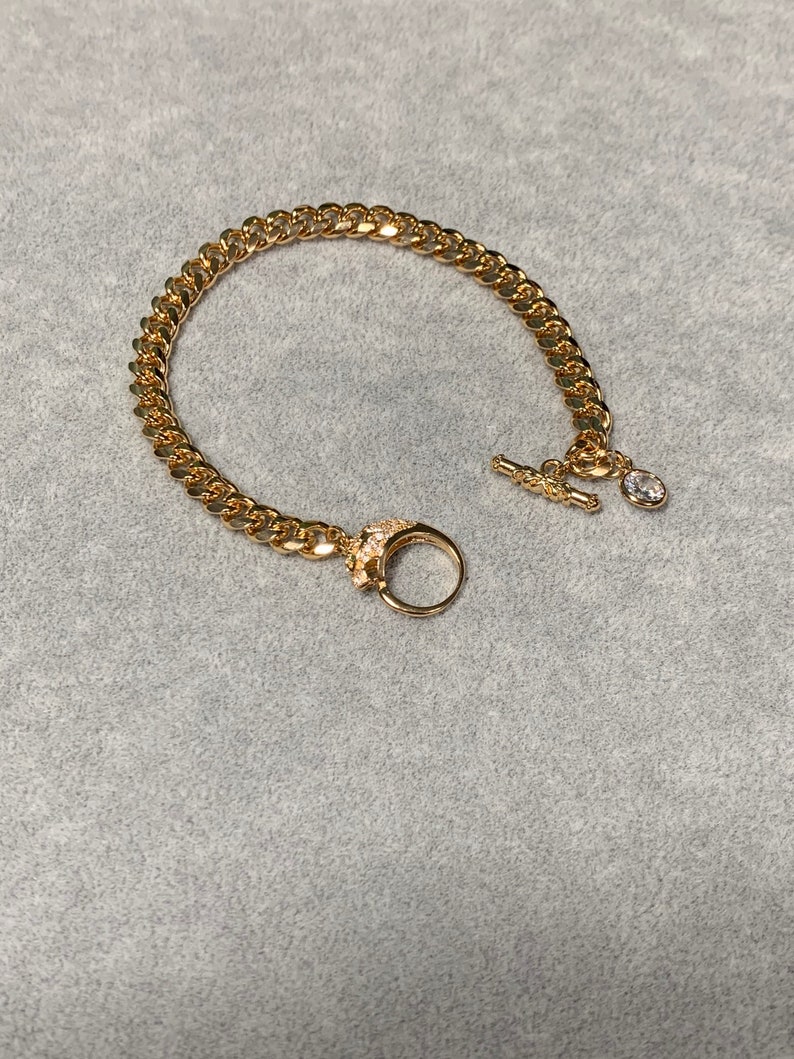 Cubic zirconia Chain bracelet Tiger head jewelry Brazilian gold jewelry Gift for her.