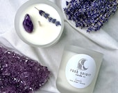 Serenity Lavender Amethyst Crystal Candle Calming Sleep Relaxing