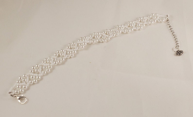 Elegant Handmade White Pearl Wedding Bracelet with Dangle Charms